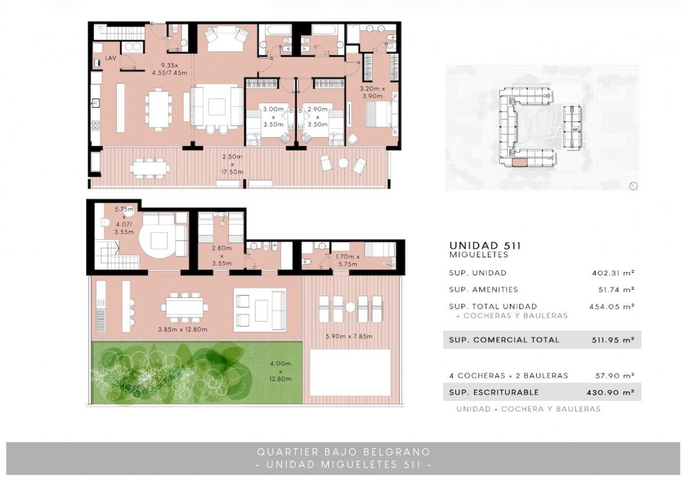 Exclusivo 4 dormitorios + habitacion de servicio con importante terraza propia