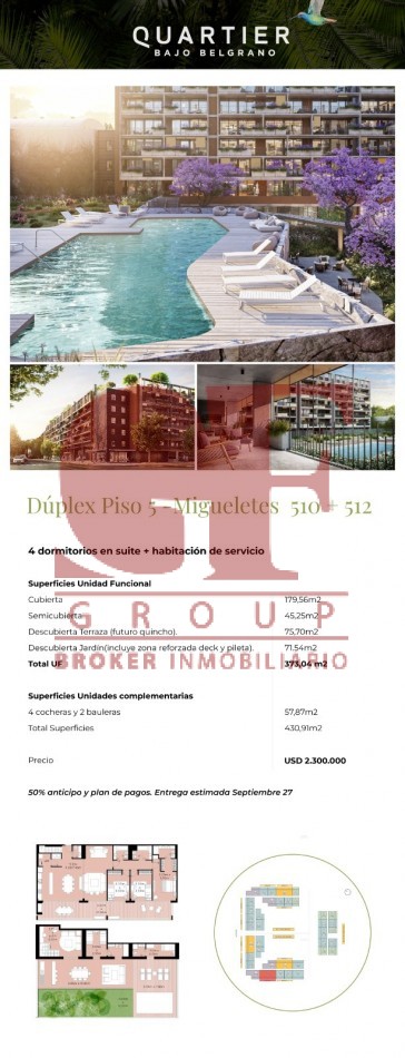 Exclusivo 4 dormitorios + habitacion de servicio con importante terraza propia