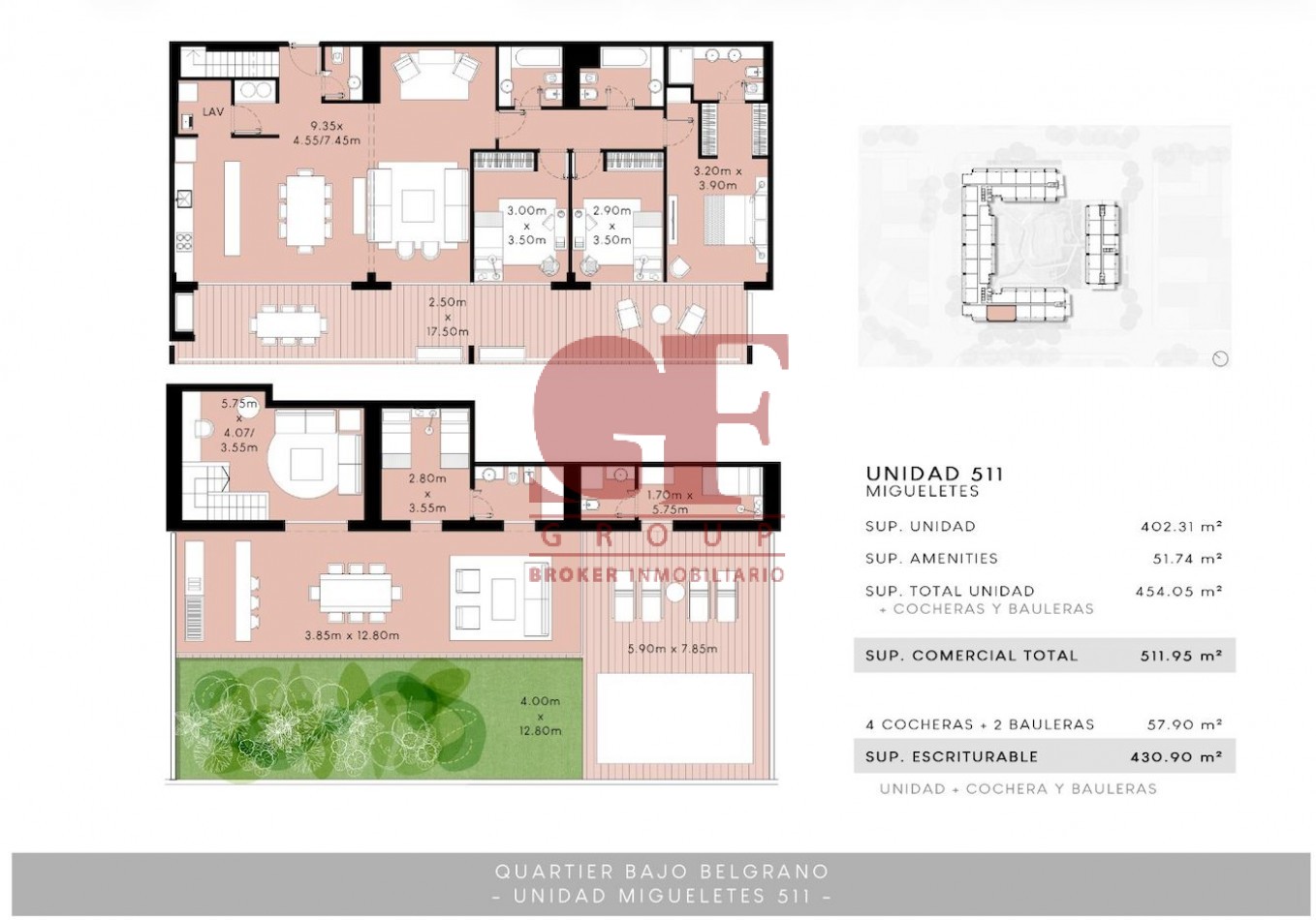 Exclusivo 4 dormitorios + habitacion de servicio con importante terraza propia