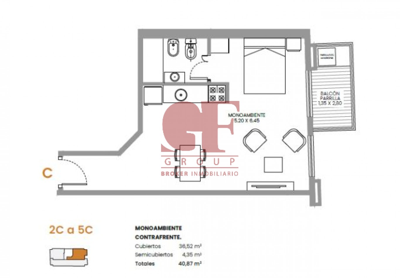 Comodo y funcional  proyecto de unidades de 1, 2 y 3 ambientes